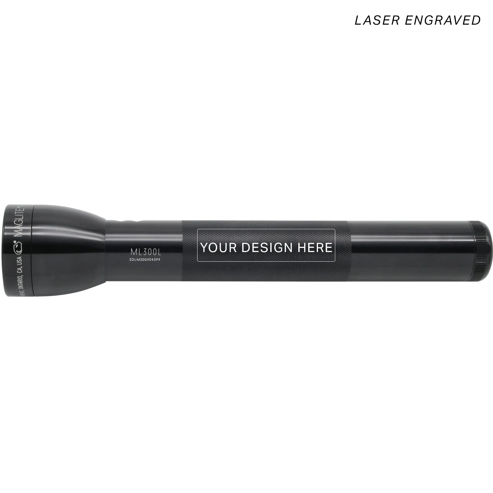 ML300L LED 3-Cell D Flashlight - Black - Custom Engraving