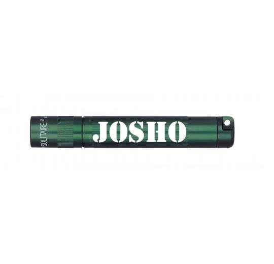 Solitaire LED Key Chain Flashlight - Dark Green -Custom Engraving