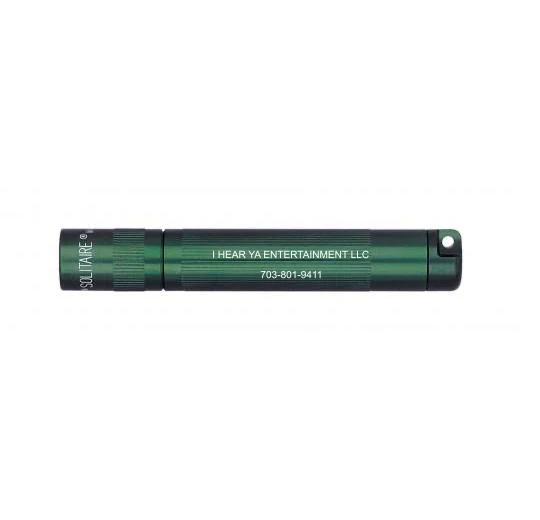 Solitaire LED Key Chain Flashlight - Dark Green -Custom Engraving