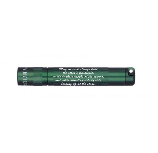 Solitaire LED Key Chain Flashlight - Dark Green -Custom Engraving
